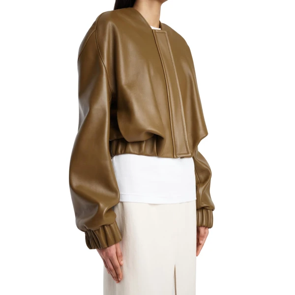 Khaite Cordan Jacket in Dark Olive Leather, view 5