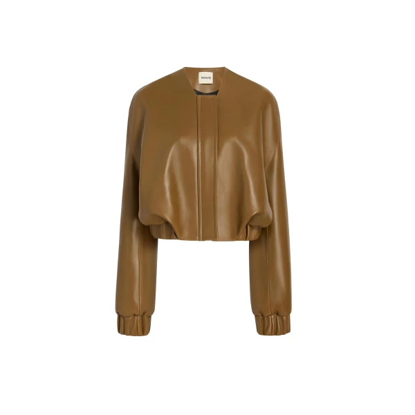Khaite Cordan Jacket in Dark Olive Leather