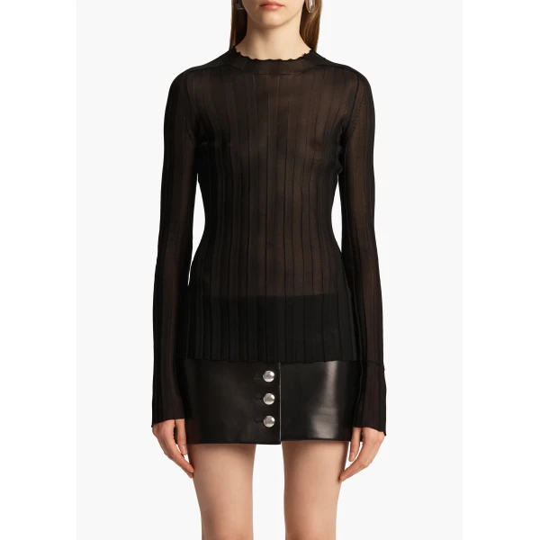 Khaite Cosette Top in Black, view 3