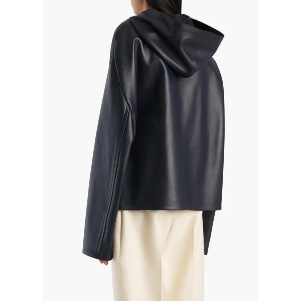 Khaite Darlo Jacket in Dark Navy Leather, view 4