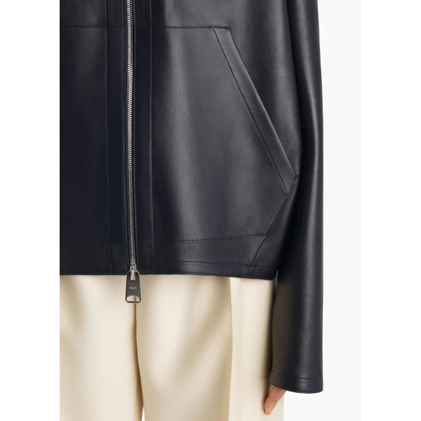 Khaite Darlo Jacket in Dark Navy Leather, view 5