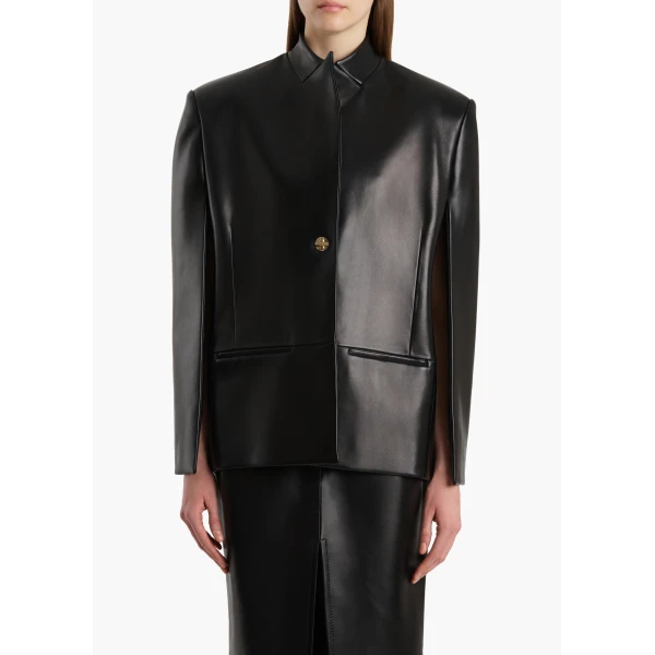 Khaite Dolso Jacket in Black Leather, view 3