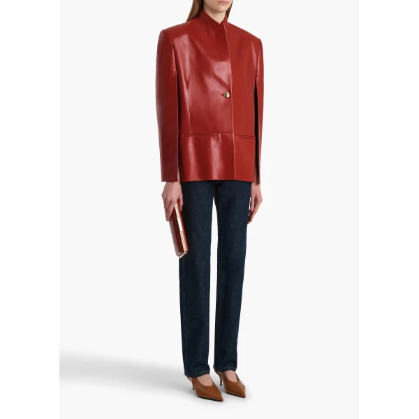 Khaite Dolso Jacket in Deep Red Leather, view 2