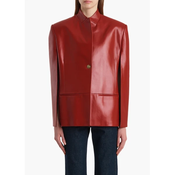 Khaite Dolso Jacket in Deep Red Leather, view 3