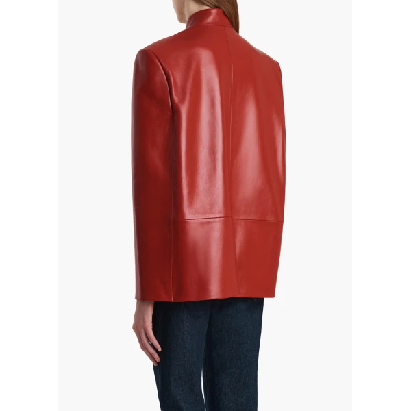 Khaite Dolso Jacket in Deep Red Leather, view 4