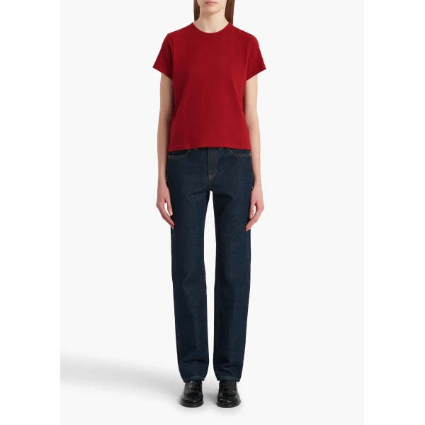 Khaite Emmylou T-Shirt in Crimson Top, view 2