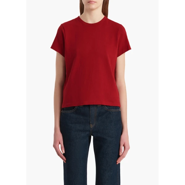 Khaite Emmylou T-Shirt in Crimson Top, view 3