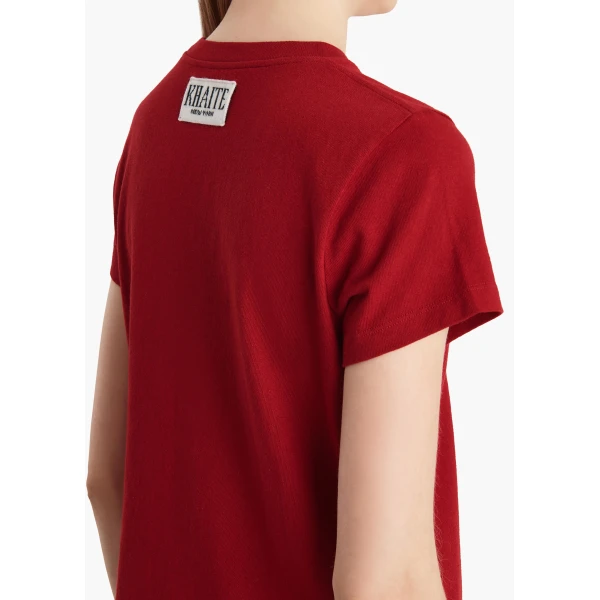 Khaite Emmylou T-Shirt in Crimson Top, view 6