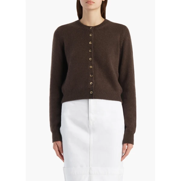 Khaite Everheart Cardigan in Coffee, view 3
