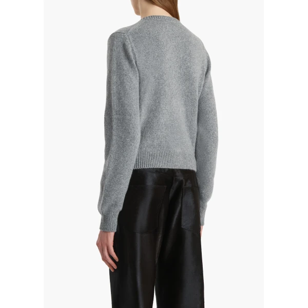 Khaite Everheart Cardigan in Fog with Leather Buttons, view 4