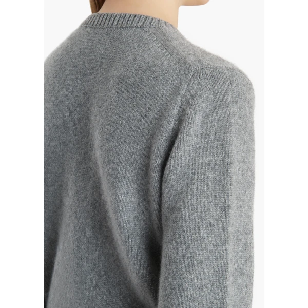Khaite Everheart Cardigan in Fog with Leather Buttons, view 6