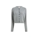 Khaite Everheart Cardigan in Fog with Leather Buttons