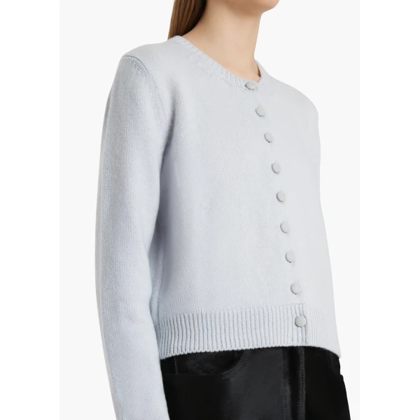 Khaite Everheart Cardigan in Ice Blue with Suede Buttons, view 5