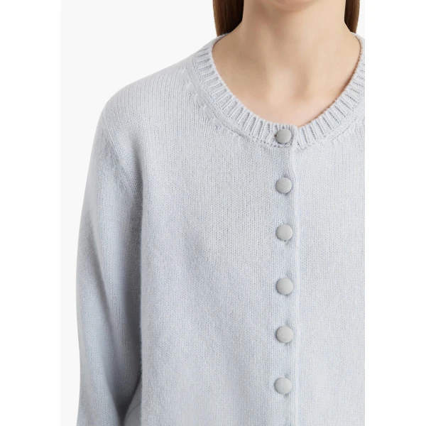 Khaite Everheart Cardigan in Ice Blue with Suede Buttons, view 6