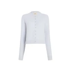 Khaite Everheart Cardigan in Ice Blue with Suede Buttons