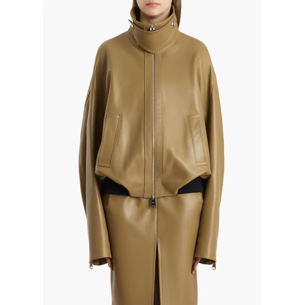 Khaite Hamett Jacket in Gold Ochre Leather, view 3