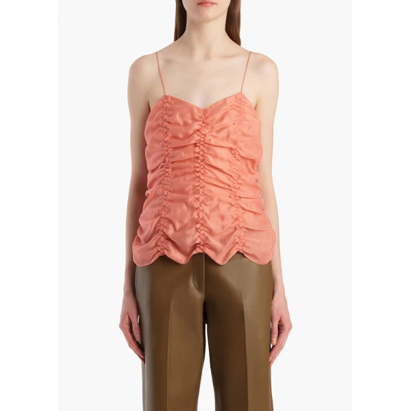 Khaite Inara Top in Coral, view 3