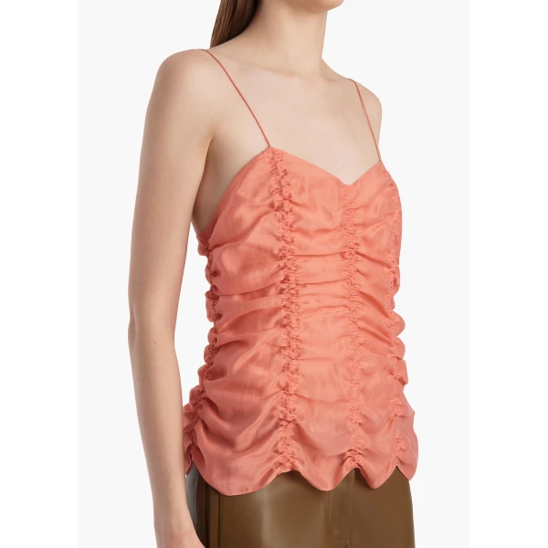Khaite Inara Top in Coral, view 5