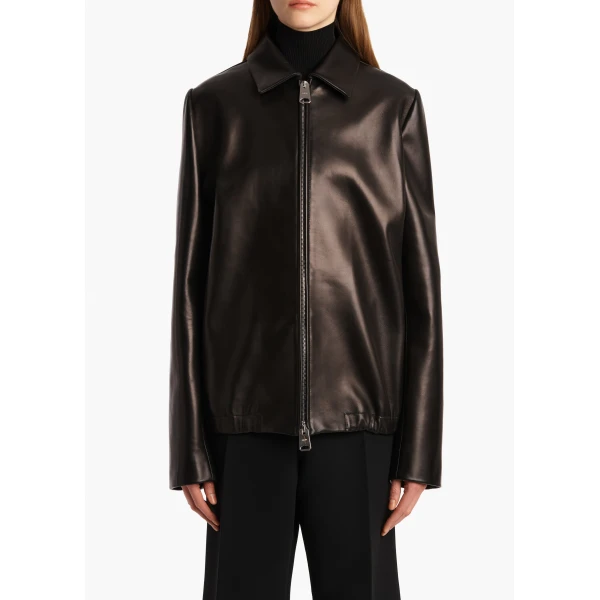 Khaite Jackson Jacket in Black Leather, view 3