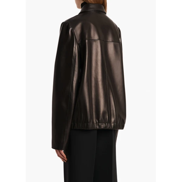 Khaite Jackson Jacket in Black Leather, view 4