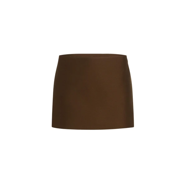 Khaite Jett Skirt in Dark Olive Wool Silk