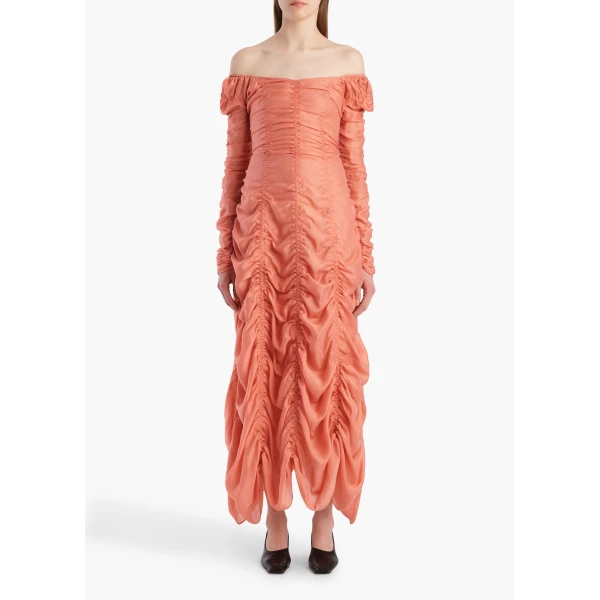 Khaite Judith Dress in Coral, view 2