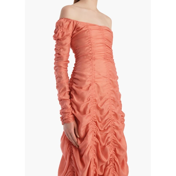 Khaite Judith Dress in Coral, view 4