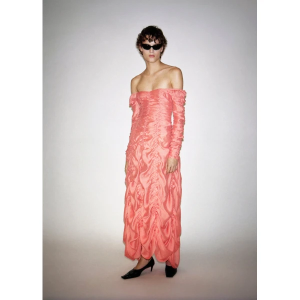 Khaite Judith Dress in Coral, view 6