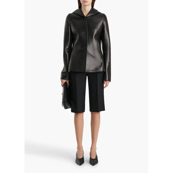 Khaite June Jacket in Black Leather, view 2