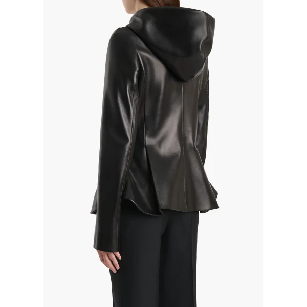 Khaite June Jacket in Black Leather, view 4