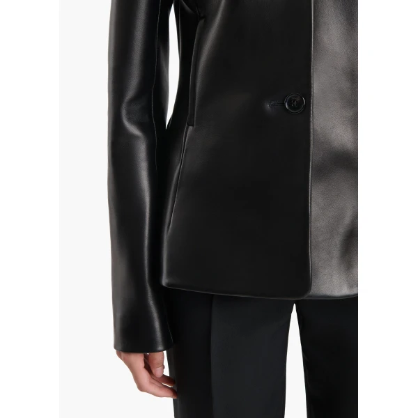 Khaite June Jacket in Black Leather, view 5