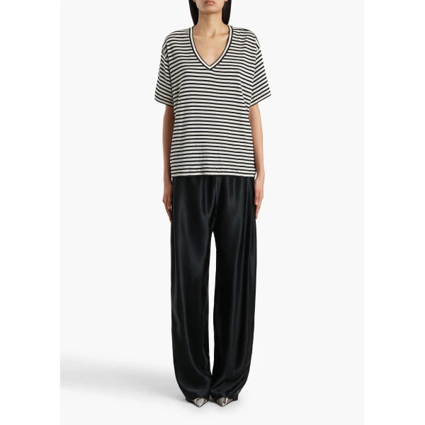 Khaite Linda T-Shirt in Black and Off White Top, view 2