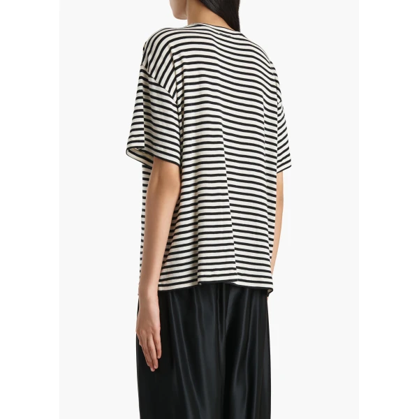 Khaite Linda T-Shirt in Black and Off White Top, view 4