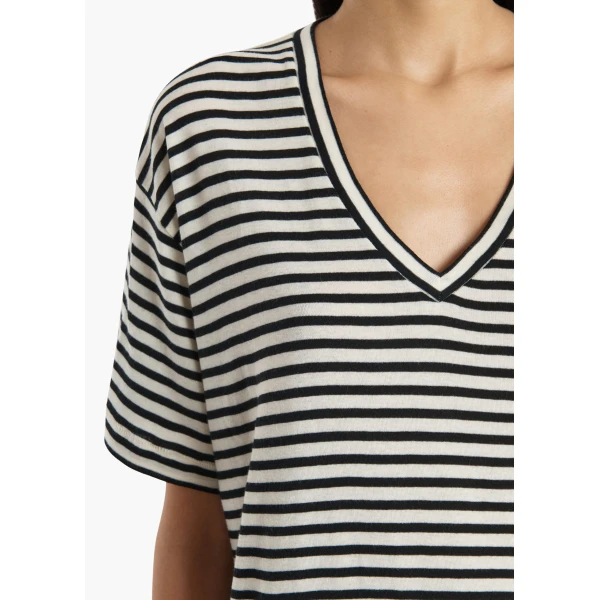 Khaite Linda T-Shirt in Black and Off White Top, view 5