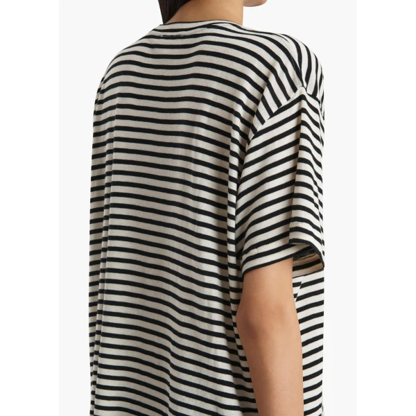 Khaite Linda T-Shirt in Black and Off White Top, view 6