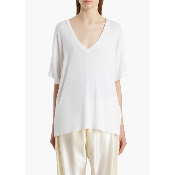 Khaite Linda T-Shirt in White Top, view 3
