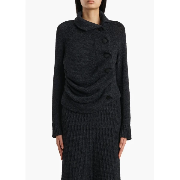 Khaite Lorrai Cardigan in Black, view 3