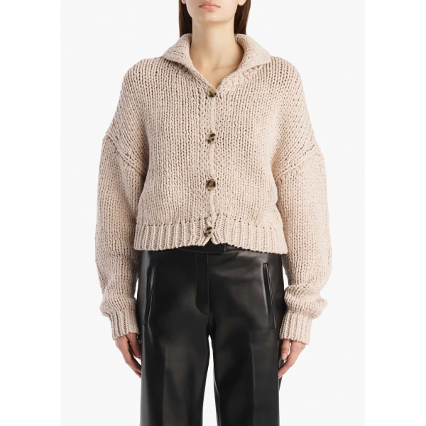 Khaite Lotta Cardigan in Parchment, view 3