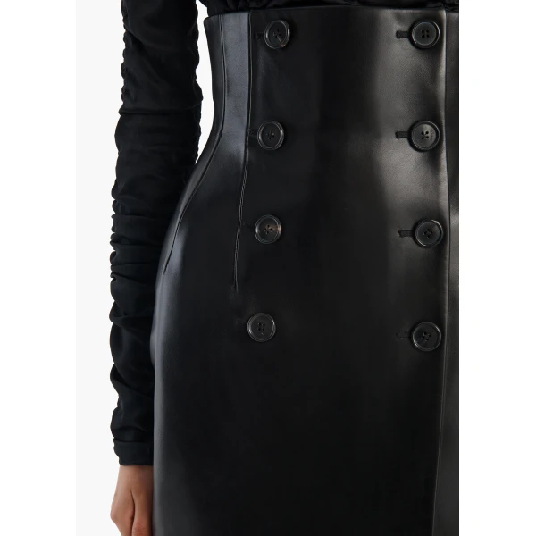 Khaite Luiza Skirt in Black Leather, view 5
