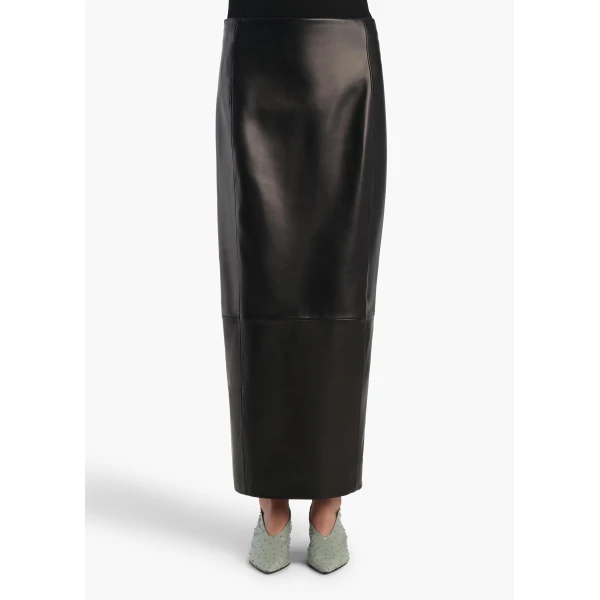 Khaite Lyle Skirt in Black Leather, view 3