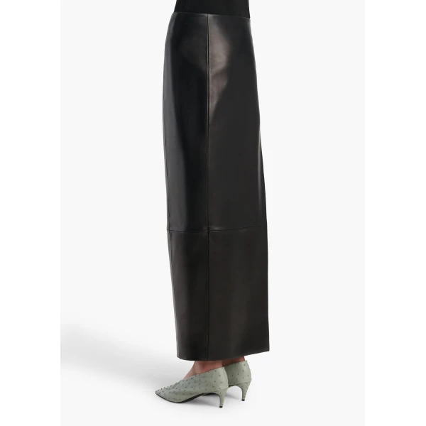 Khaite Lyle Skirt in Black Leather, view 4