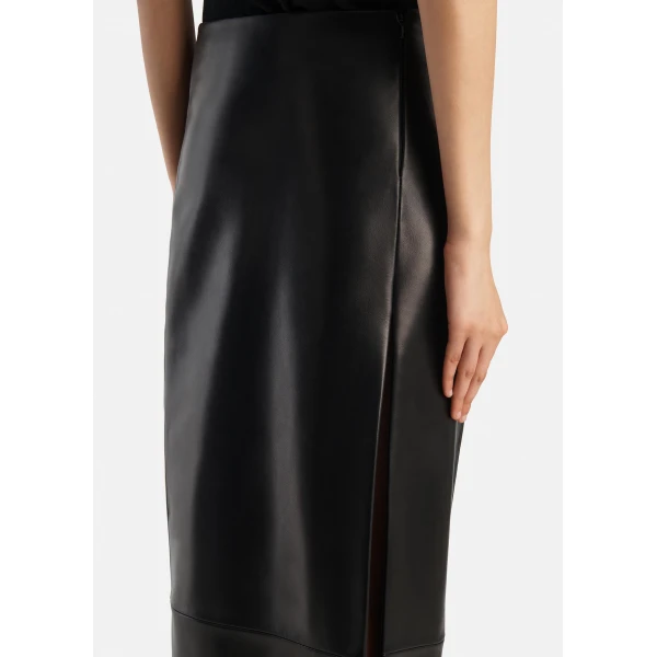 Khaite Lyle Skirt in Black Leather, view 6