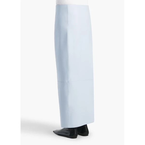 Khaite Lyle Skirt in Sky Blue Leather, view 4