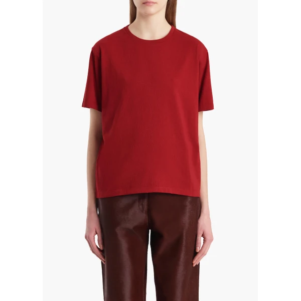 Khaite Mae T-Shirt in Crimson Top, view 3