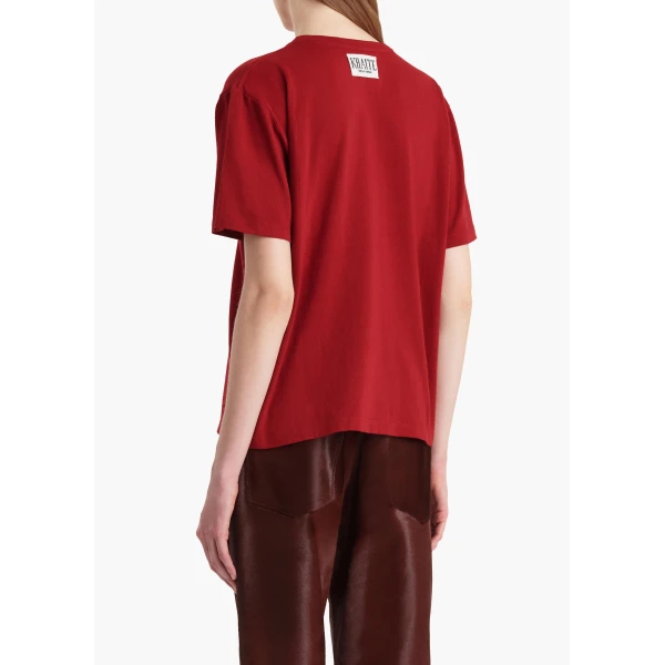 Khaite Mae T-Shirt in Crimson Top, view 4
