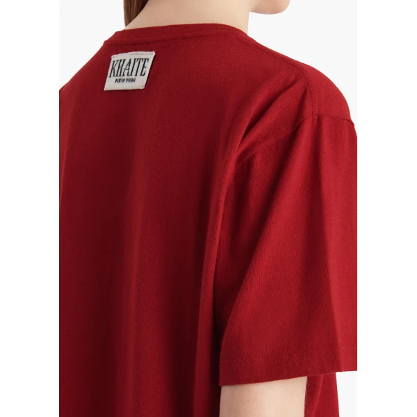 Khaite Mae T-Shirt in Crimson Top, view 6