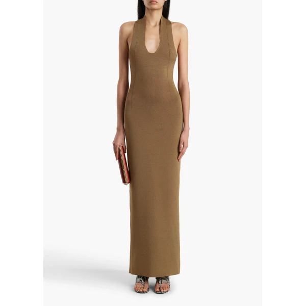 Khaite Mahi Dress in Carob, view 2