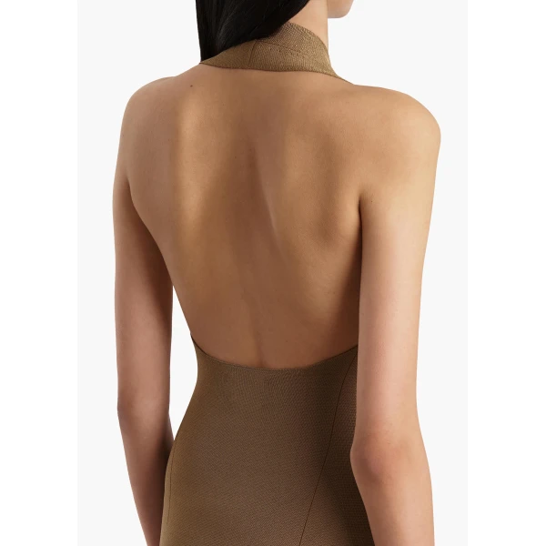Khaite Mahi Dress in Carob, view 6
