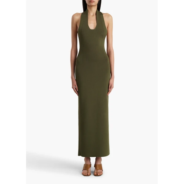 Khaite Mahi Dress in Olive, view 3