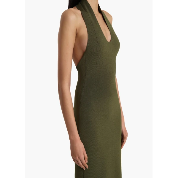 Khaite Mahi Dress in Olive, view 5